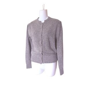 Windcrest Vintage Gray Silk Angora Rabbit Hair Cardigan Sweater Womens M 80s